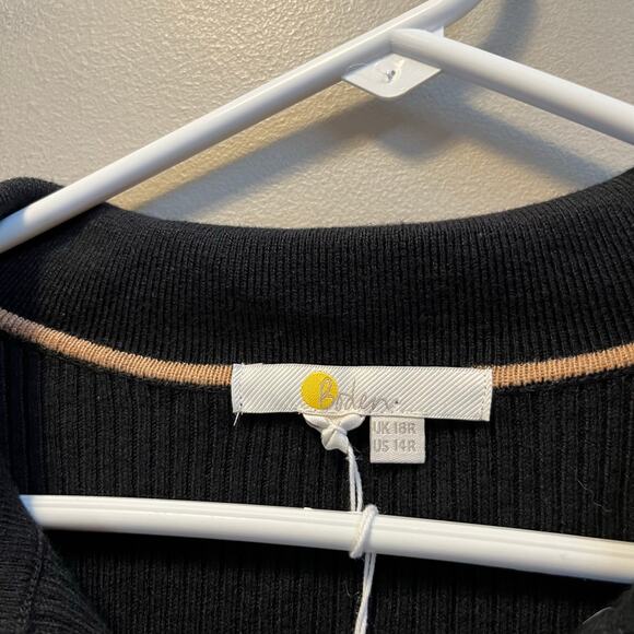 Boden Womens Ribbed Knit Mini Dress Sz 14 R Black Wool Cotton Fit & Flare New - Picture 4 of 8